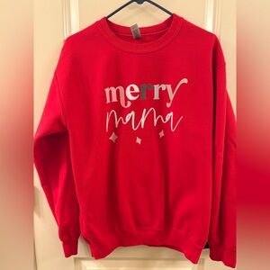 Gildan Red Merry Mama Sweatshirt